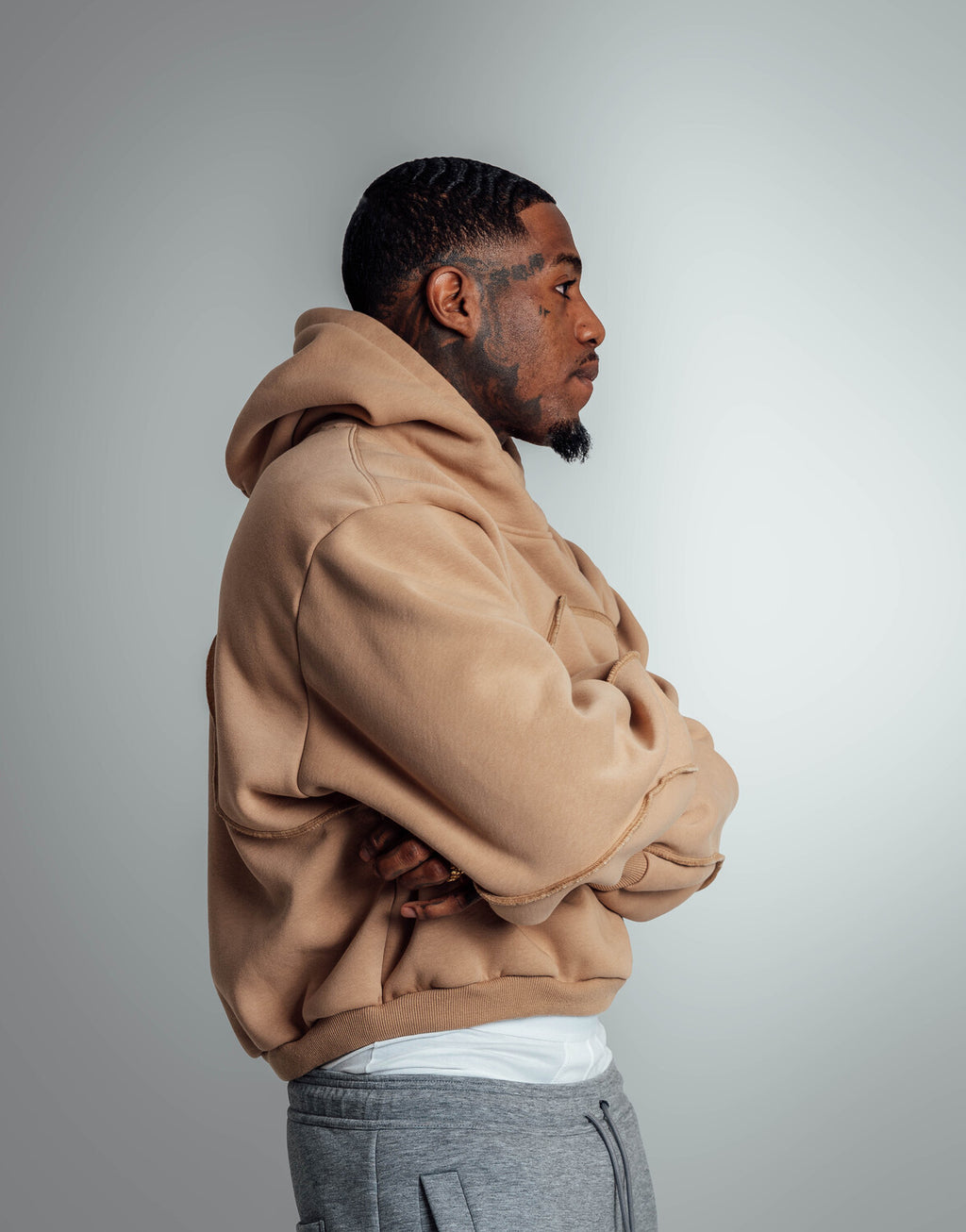 cropped hoodie brown