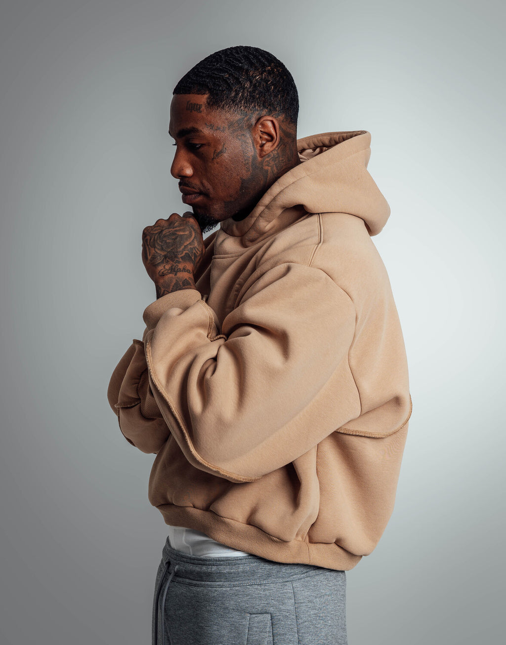 cropped hoodie brown