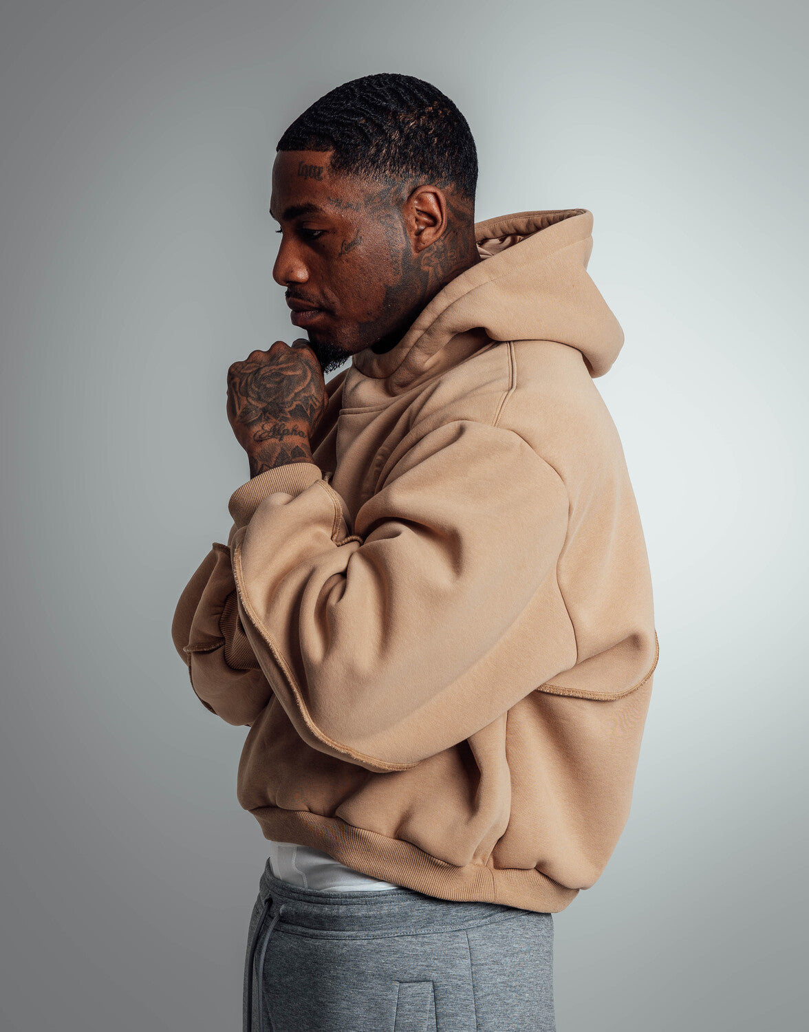 cropped hoodie brown